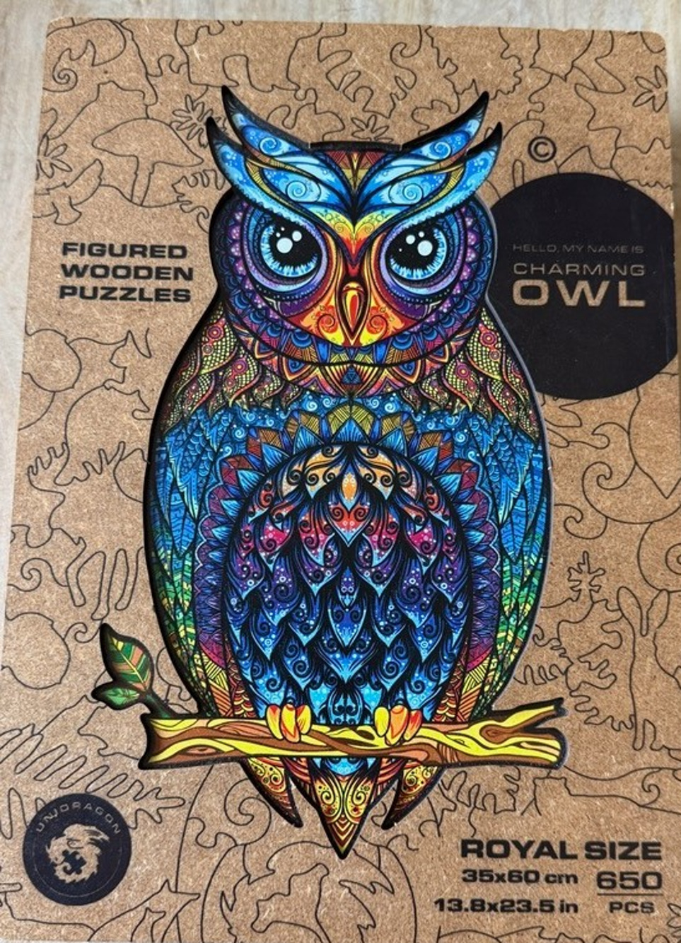 Unidragon Charming Owl Wooden Jigsaw Puzzle Royal Size 650 Pieces Complete
